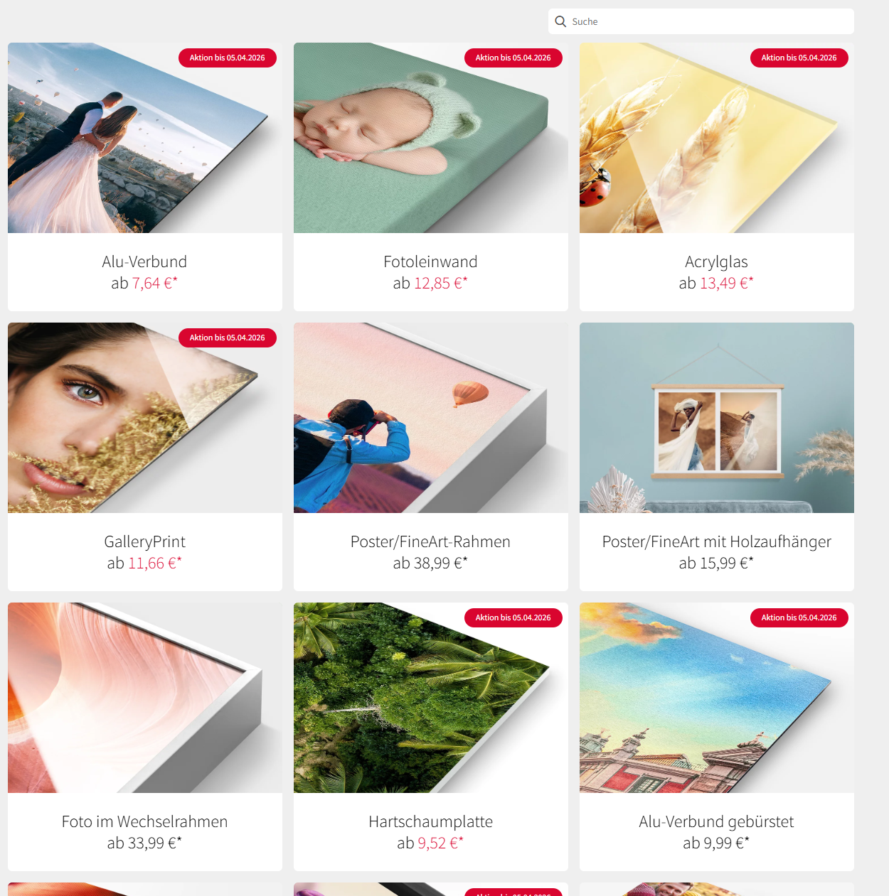Auswahl verschiedener Wandbildmaterialien bei Saal Digital