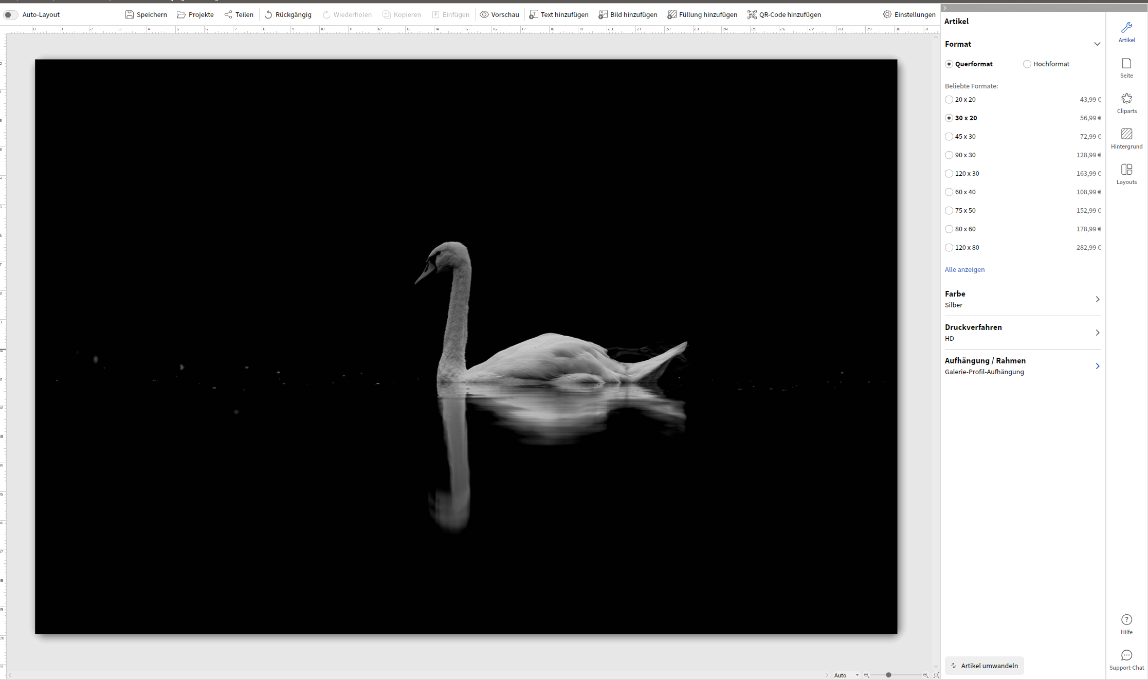 Vorschau eines Wandbildes im Saal Digital Designer